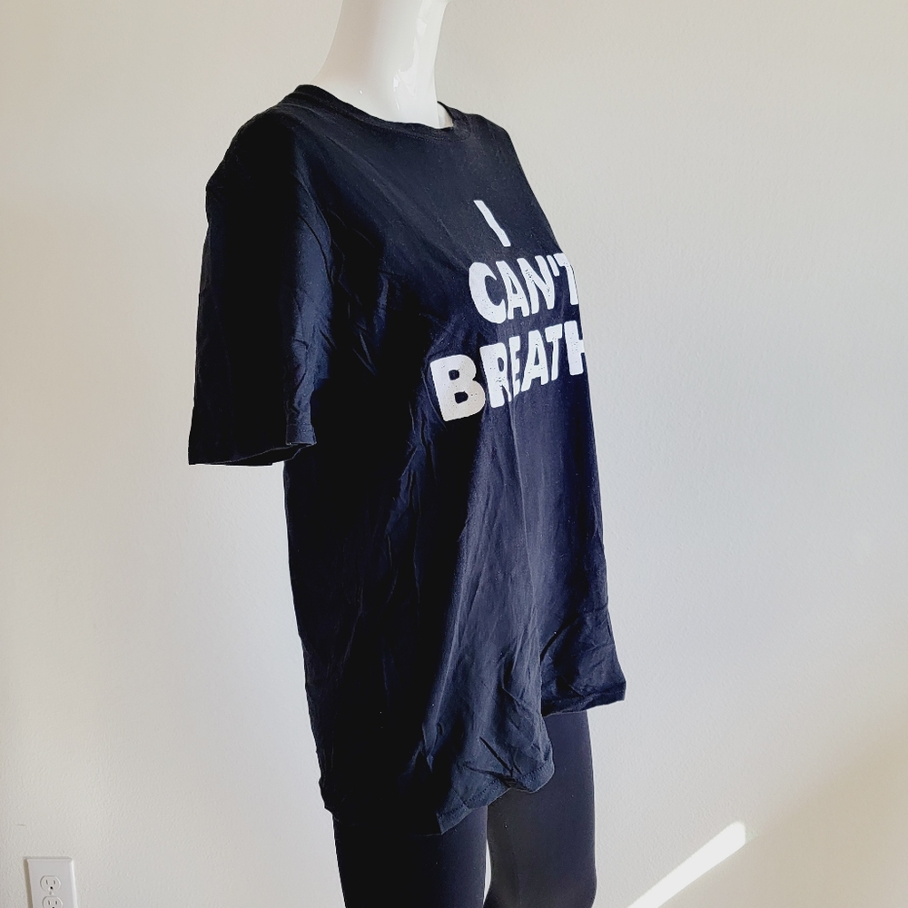 Unisex Black I Can't Breathe Short Sleeve T-Shirt Sz L - Picture 5 of 8